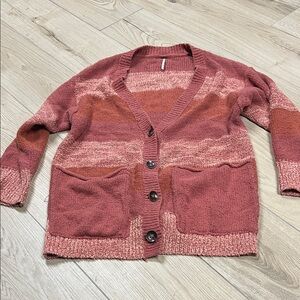 Free People Multitone Cardigan in Pink and Brown